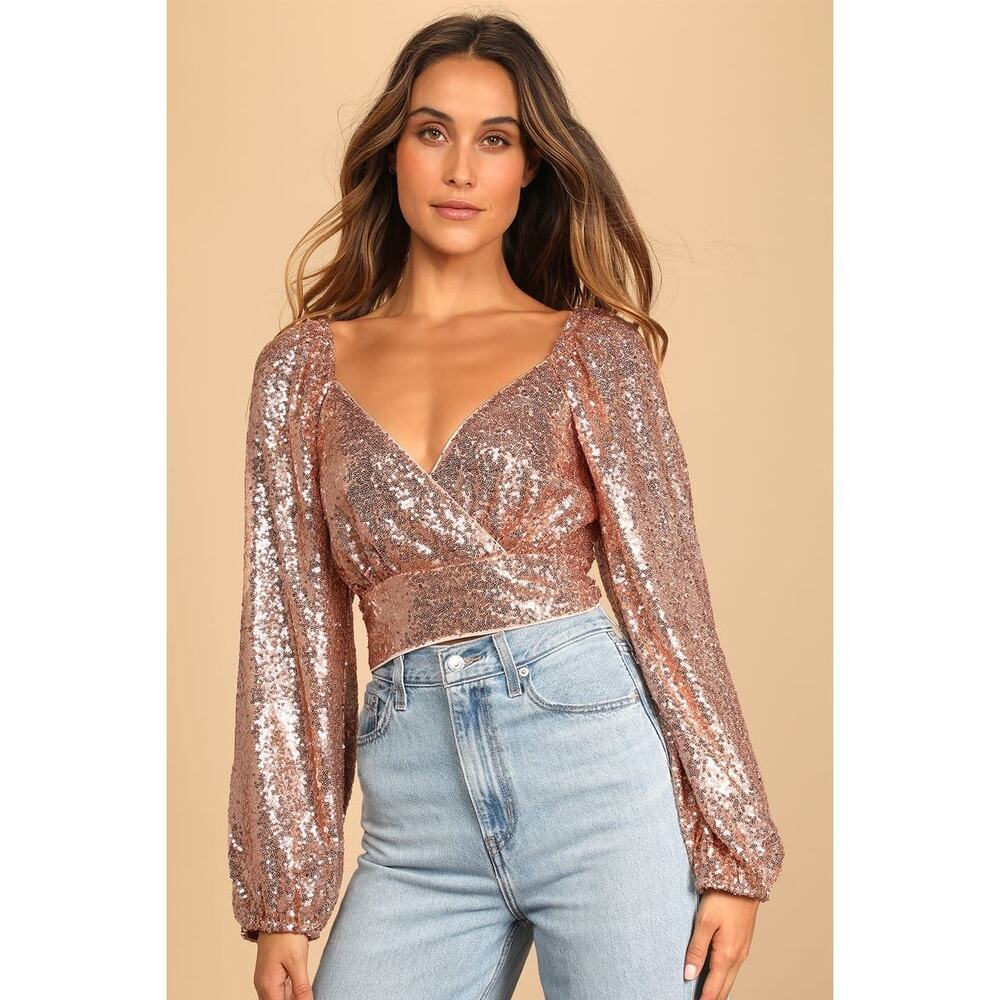 Lulus sequin Balloon sleeve sequin top